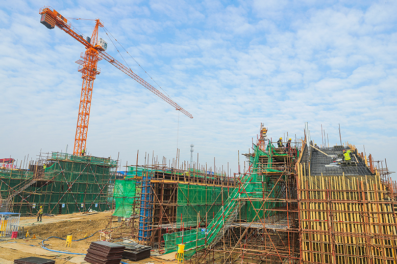 张家河闸站改造建设现场